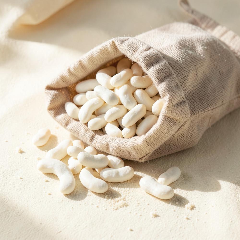 Makhana fox nuts in a linen pouch
